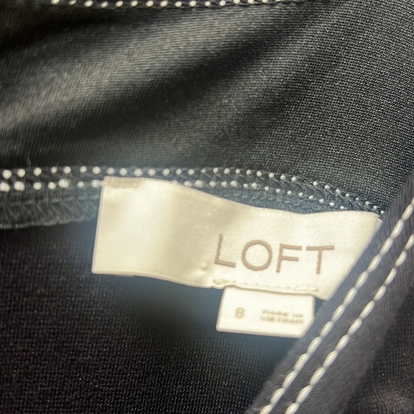 SOLD!!!LOFT Black Fit & Flare Midi Dress with Contrast Stitching – Size 8 - Picture 5 of 12